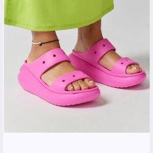 Croc Crush Bright Pink Platform Slipper Sandals